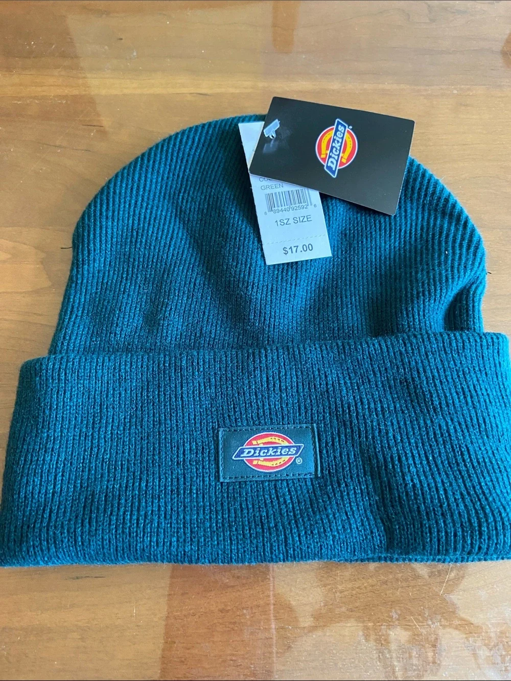 adidas Kids Red Ribbed Beanie with Trefoil Patch and Pacsun Dickies Green Hat.